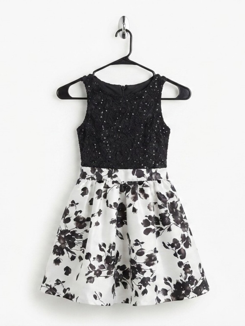 Speechless Girls' Black Sleeveless Dress with Sequin Lace Bodice Size 12